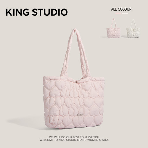 小众爱心大容量托特包女羽绒包