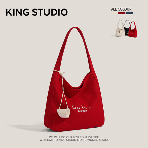 学生字母帆布包女大容量单肩包