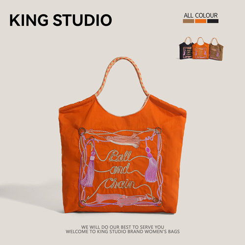 日系ballchain刺绣流苏环保袋