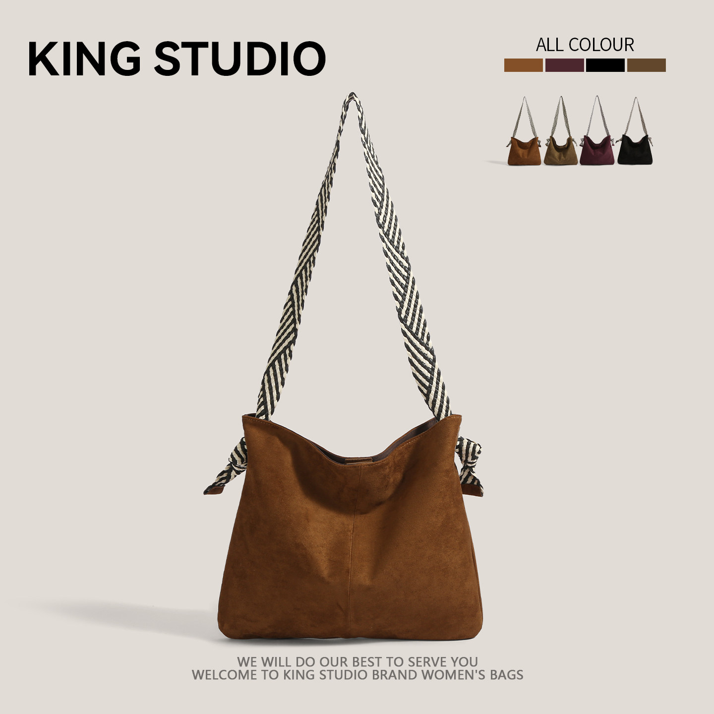 大容量麂皮绒托特包包女2025秋冬新款复古时尚通勤百搭单肩斜挎包