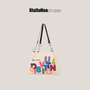 下酒话DrinKing大容量包包女2025新款字母手提通勤上课单肩托特包