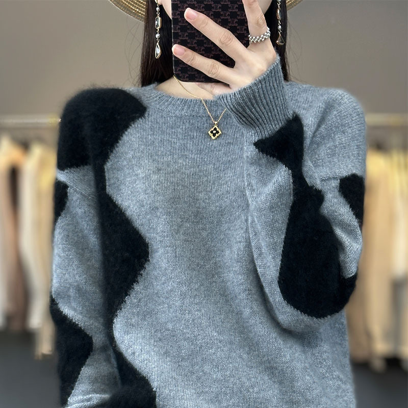 冬装慵懒风加厚针织衫上衣秋冬2024新款低圆领内搭宽松打底毛衣女