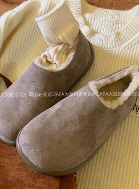 大发姐姐实拍 加绒小土豆雪地靴冬季全包勃肯鞋一脚蹬棉鞋保暖女