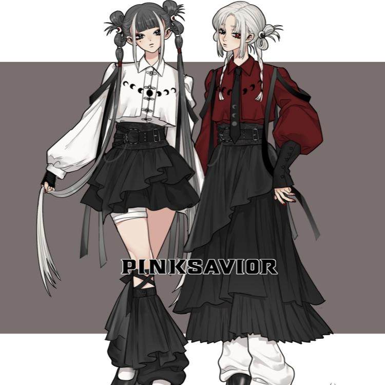 pinksavior【月影流光】红黑显瘦新中式垂感压褶挂带衬衫长裙秋