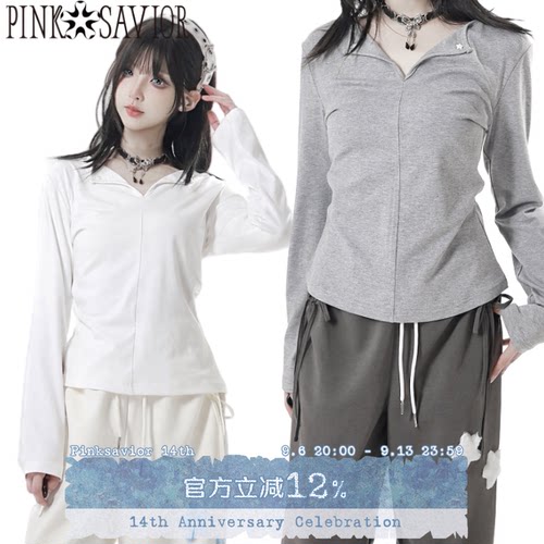 pinksavior【氧气星星】三色拼缝收腰基础长袖上衣显瘦春秋内搭