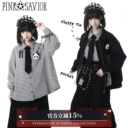 pinksavior圆滚滚/熊猫毛绒领带衬衫+ 条绒夹克+设计款显瘦