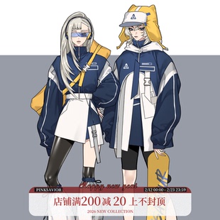 现货即发【讯息过载】机能未来感刺绣工装外套蓝白秋冬学院