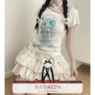 现货即发【机械故障】收腰显瘦亚文化漫画风夏季双色系带短袖