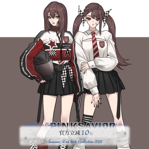 pinksavior【流星时速】挺感机车外套衬衫半裙显瘦长腿套装