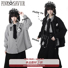 pinksavior/圆滚滚/熊猫毛绒领带衬衫+ 条绒夹克+设计款秋冬显瘦