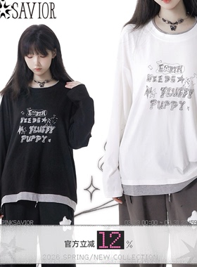 pinksavior【FLUFFY小狗】双色拼接假两件秋冬基础长袖