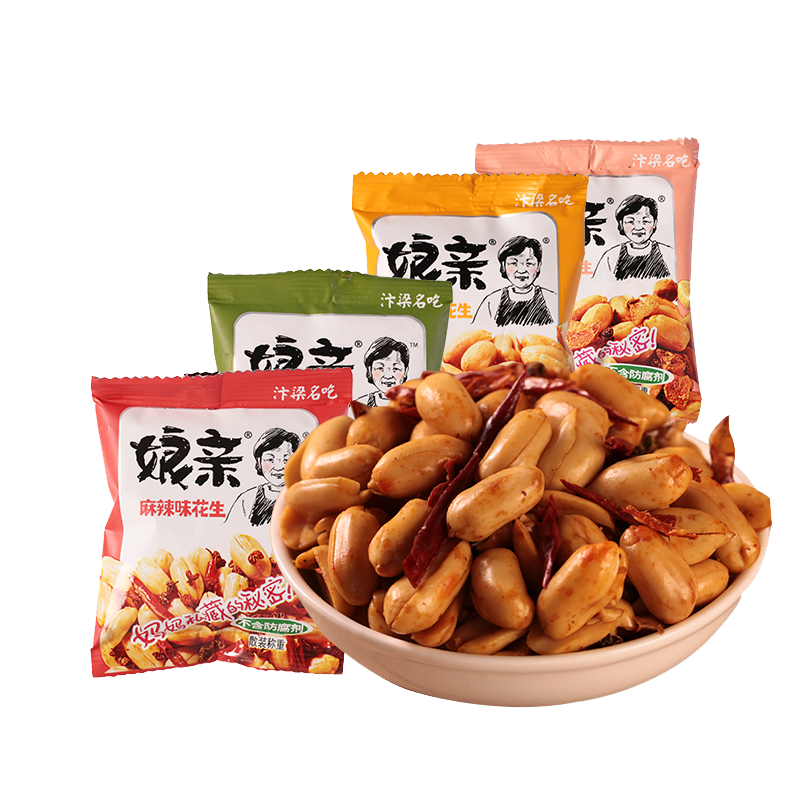 河南開封特產(chǎn)娘親麻辣花生米500g五香花生仁香辣豆下酒菜炒貨零食