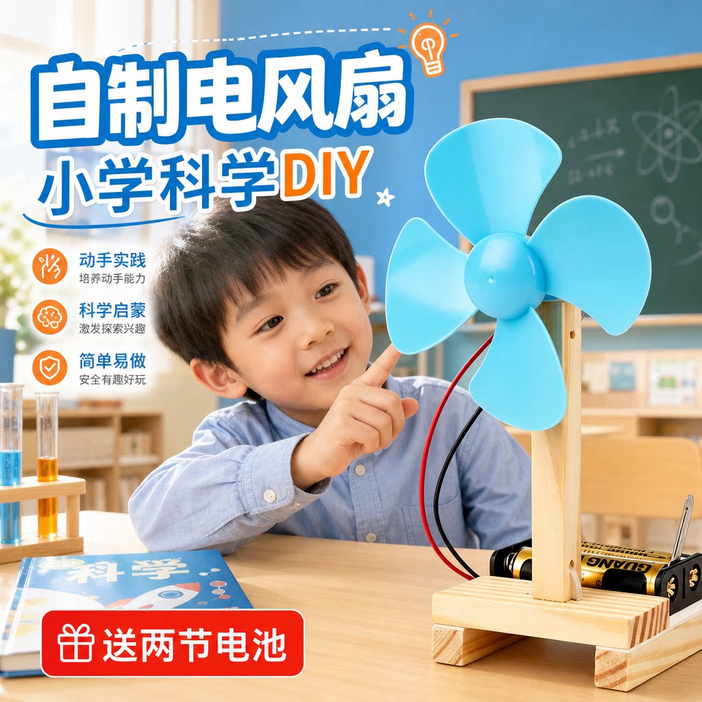 自制电风扇材料DIY创意手工组装电动风扇科技制作小发明儿童玩具