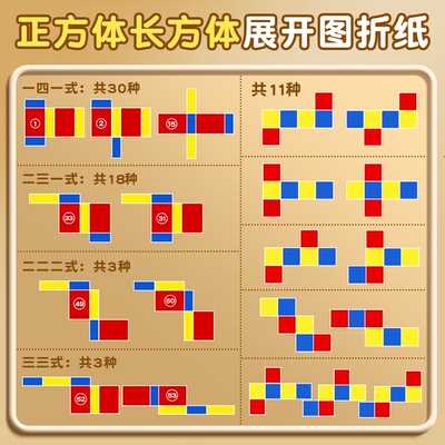 小学同步正方体长方体展开折叠纸