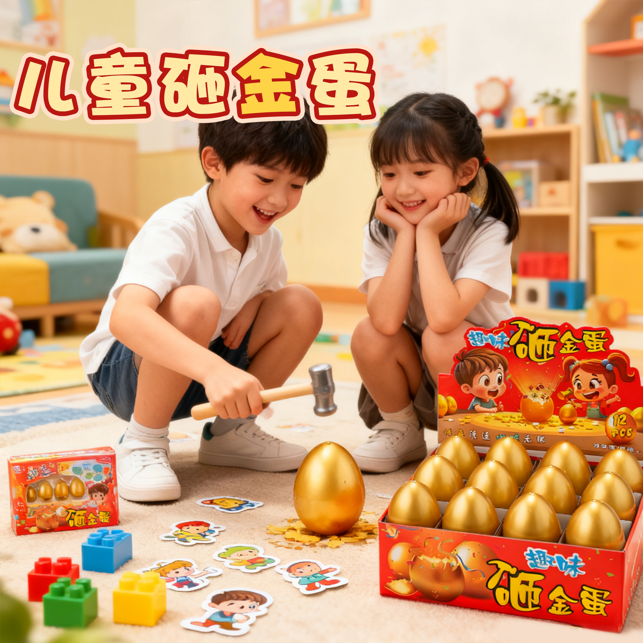 砸金蛋儿童玩具洞洞乐盲盒戳戳乐