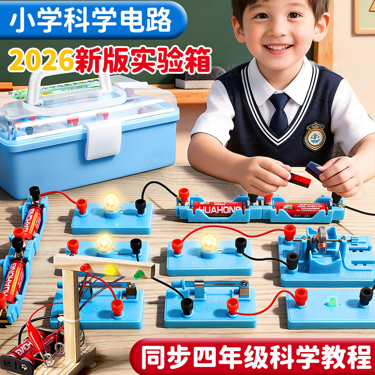 小学四年级下册科学实验电学电路实验器材套装小学生红绿灯实验