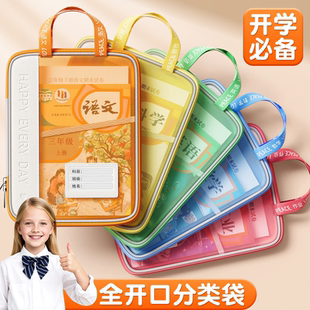 科目分类袋初中生文件袋书袋收纳袋文具袋书本收纳袋作业袋手提试卷收纳收集袋资料袋学科袋透明网纱小学生