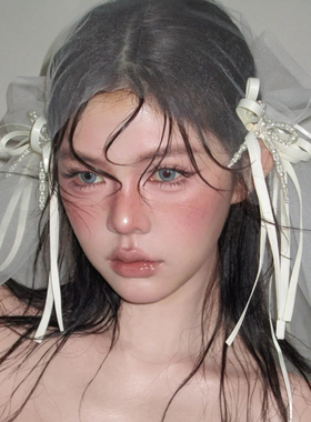 水舞B3053可爱风韩版女边夹蝴蝶结串珠发夹温柔手工仙女头饰