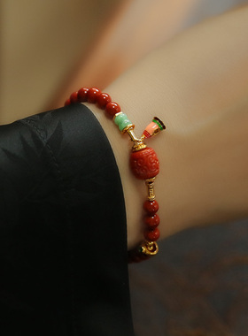 水舞 L1020 天然南红玛瑙手链设计轻奢小众高级红色新中式玉手串