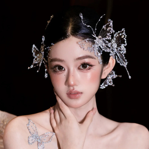 水舞U2533小众碎钻蝴蝶头饰仙气新娘森系婚礼跟妆造型婚纱发饰