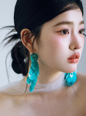 水舞 H2222新娘结婚婚纱手工度假风贝壳海洋耳环百搭高级耳钉