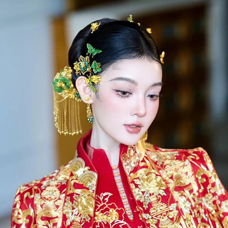 水舞U2346新中式金色汉服发簪古典盘发发饰古风流苏新娘秀禾配饰