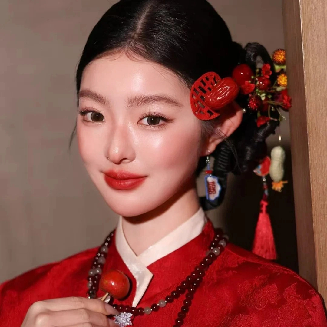 水舞B3117[早生贵子]新中式红色复古花朵时尚边夹中国风新娘头饰