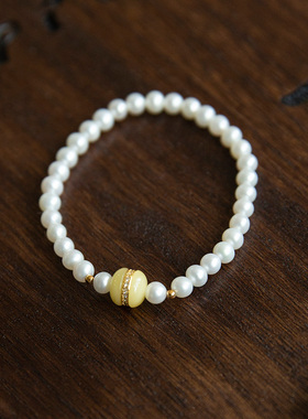 水舞 L1183天然蜜蜡珍珠手链女款新中式轻奢高级感手串转运珠好运