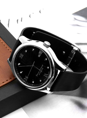 美拉德复古真皮表带男黑色一体表托商务皮带手表配件18 19 20 22