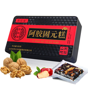 铁盒买1盒 发2盒 山东东阿精品铁盒黑芝麻核桃阿胶糕固元糕即食