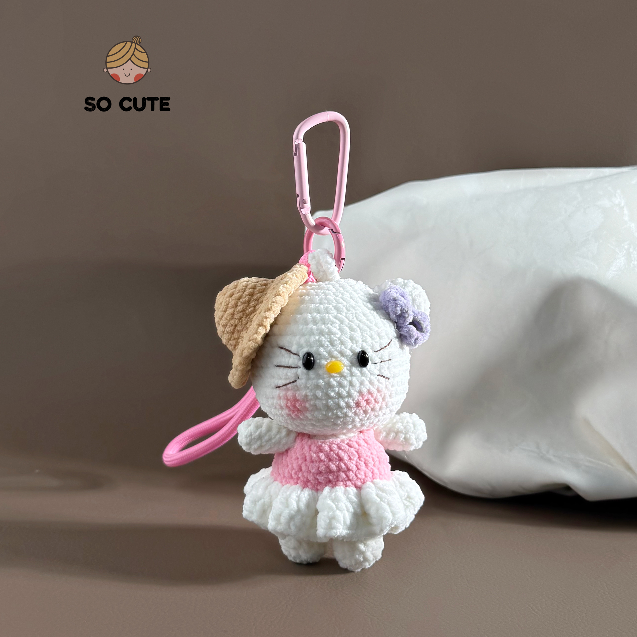 socute 度假风草帽hellokitty包包挂件挂饰哈喽kitty挂件礼物