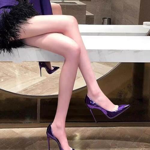 鞋子女2026新款小众性感紫色绝美高跟鞋细跟尖头女士单鞋一脚蹬