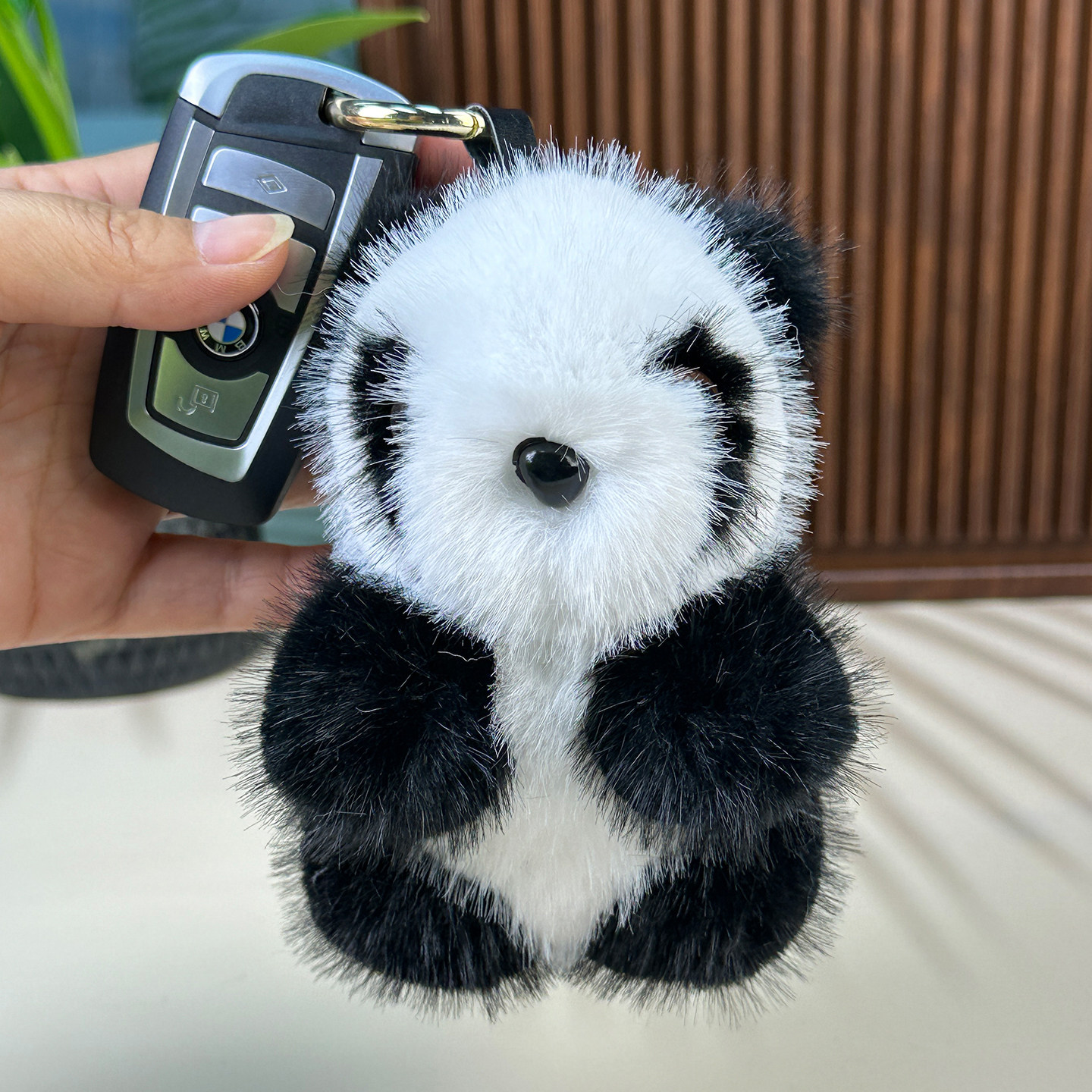 背包挂件可爱仿水貂毛毛熊猫小香风长毛女包挂件书包挂饰百搭熊猫