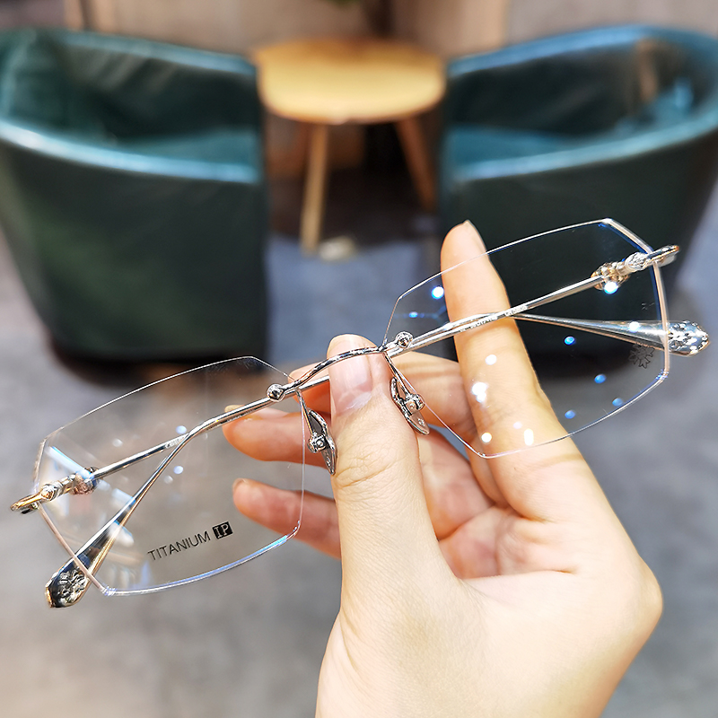 多边无框纯欲镜架可配近视防蓝光