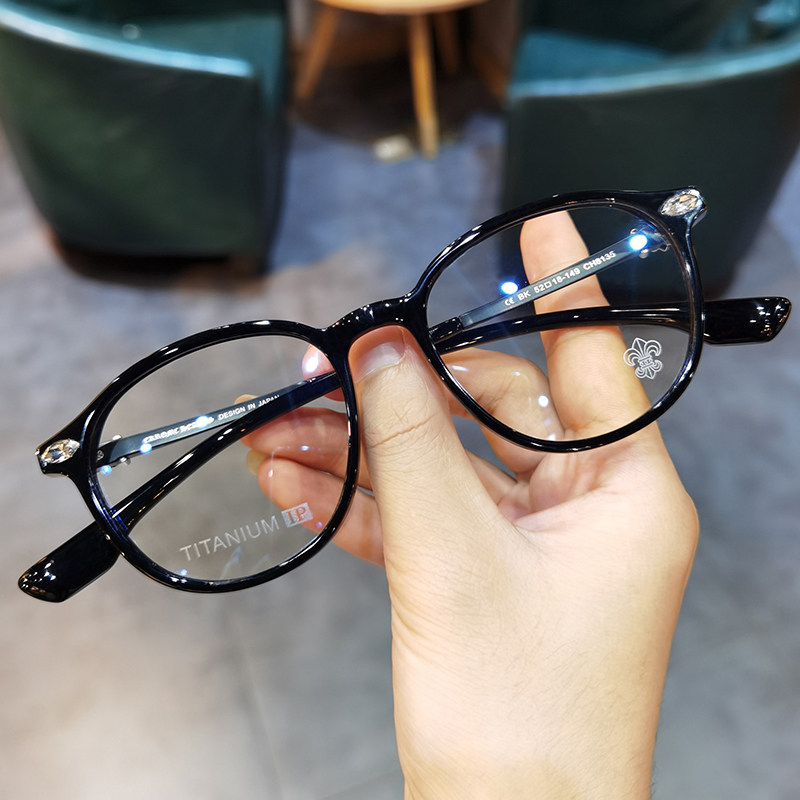 简丹剋萝心板材圆形眼镜框男女配近视防蓝光复古百搭小脸型眼镜