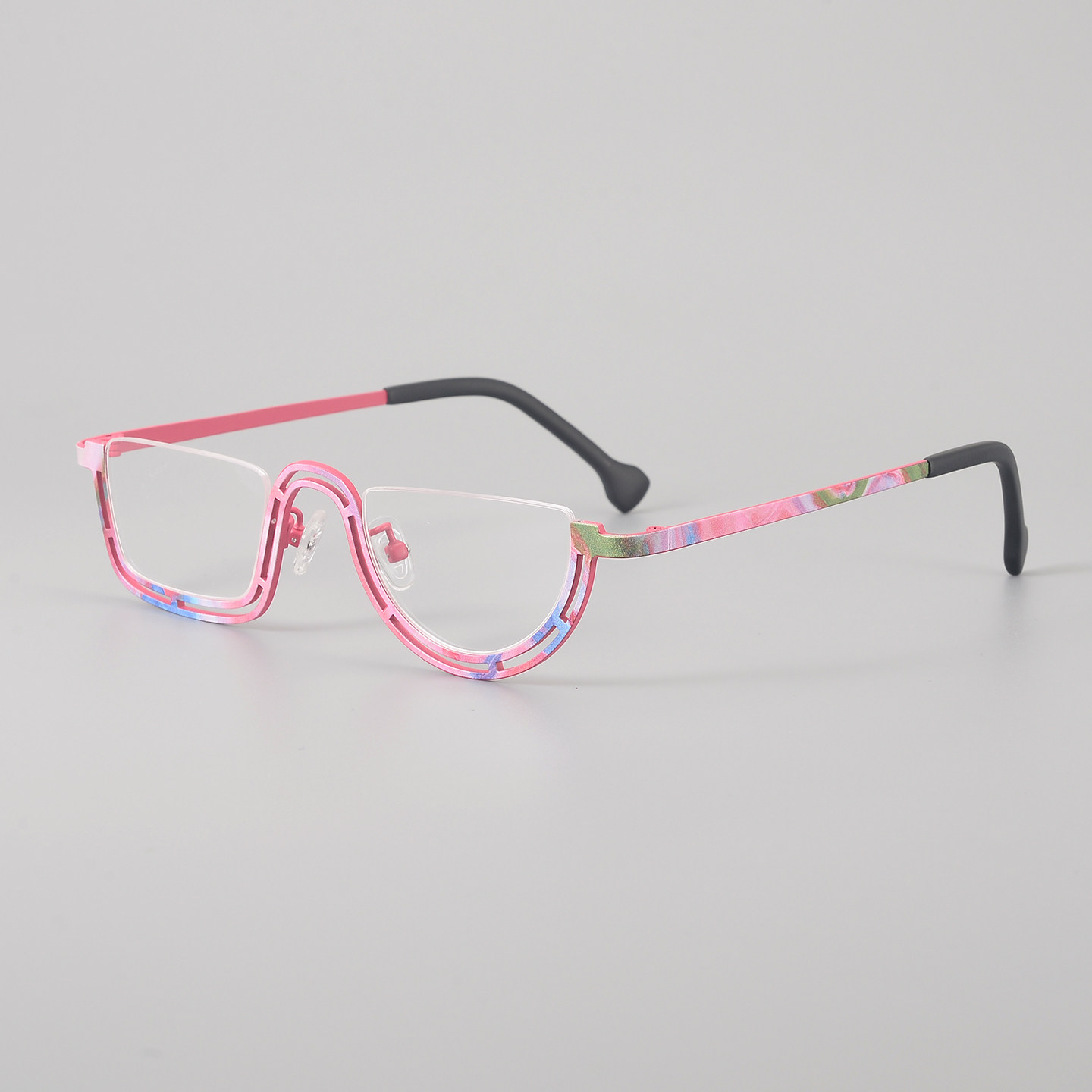 彩色多巴胺小众半框创意眼镜架男女猫眼潮超轻钛材质可配近视度数,ZIPPO/瑞士军刀/眼镜,防蓝光镜,淘宝优惠券,粉丝福利购,淘宝优惠卷