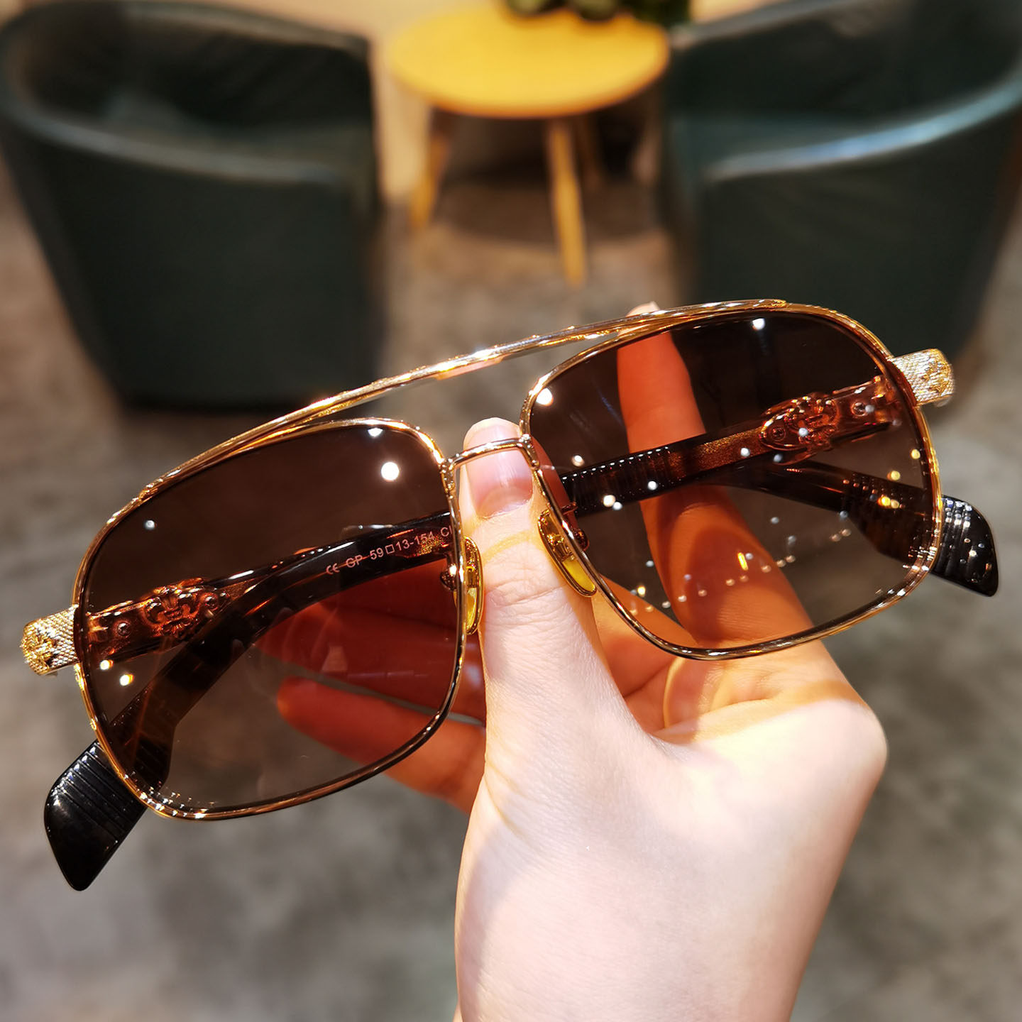 复古飞行员太阳镜男女潮金属框防紫外线开车专用加框大脸护目墨镜