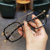 简丹2021新款 眼镜框男女防蓝光 复古百搭双梁多边形钛架近视眼镜