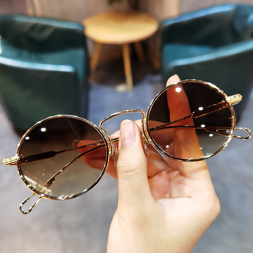 复古潮时尚圆框防紫外线墨镜