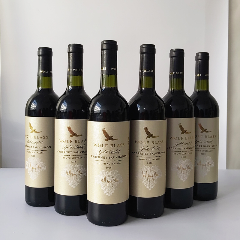 6瓶装#纷赋金标金牌赤霞珠干红酒葡萄酒 澳洲原瓶进口WOLF BLASS