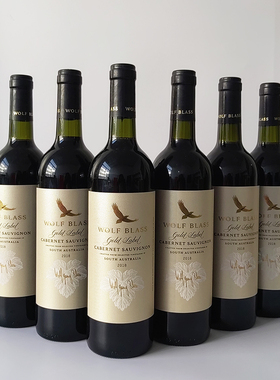 6瓶装#纷赋金标金牌赤霞珠干红酒葡萄酒 澳洲原瓶进口WOLF BLASS