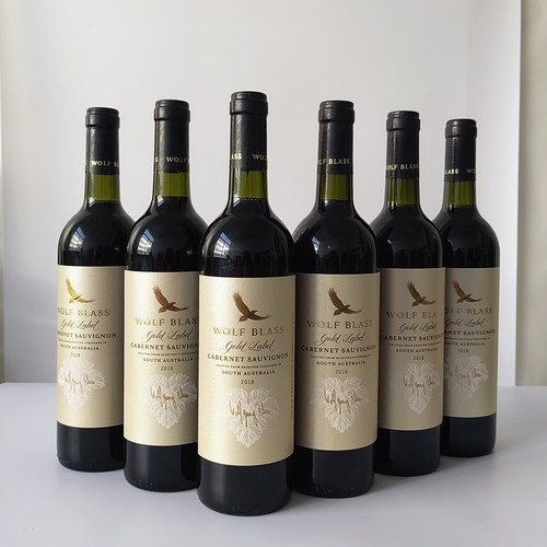 6瓶装#纷赋金标金牌赤霞珠干红酒葡萄酒 澳洲原瓶进口WOLF BLASS