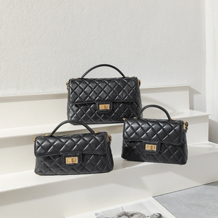 小香风羊皮菱格链条包女迷你kelly手提包真皮小方包斜挎包新款夏