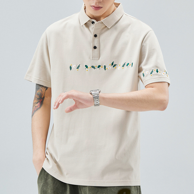 刺绣短袖polo衫男士2024新款夏季潮流宽松上衣服男生翻领半袖t恤