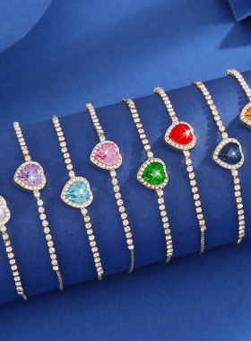 直供轻奢微镶满钻超闪爱心抽拉手链女日韩风时尚气质感手饰