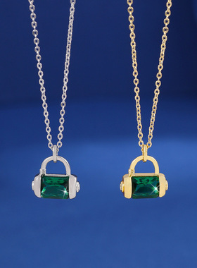 2024新款高级感祖母绿包包锁骨链项链女韩版时尚气质感个性项饰潮