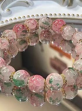 樱花琉璃手链女百搭高级感新中式复古手串气质小众设计手链手饰夏