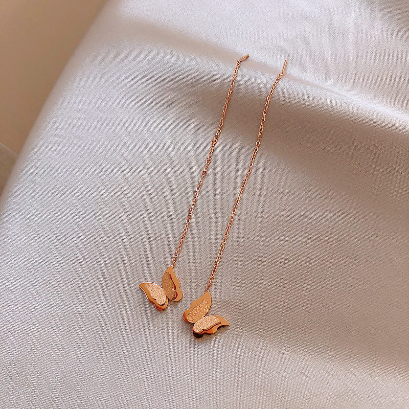 蝴蝶钛钢耳环女睡觉不用摘的耳线语法时态这卦炫酷视觉