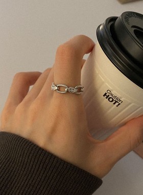 韩版ins小众设计镂空微笑戒指轻奢小众个性高级时尚百搭开口指环