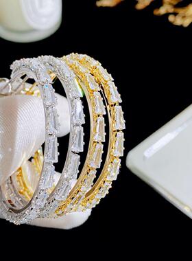 YGN 轻奢锆石时尚耳圈耳环女 s925纯银针气质镶钻简约高级感耳饰